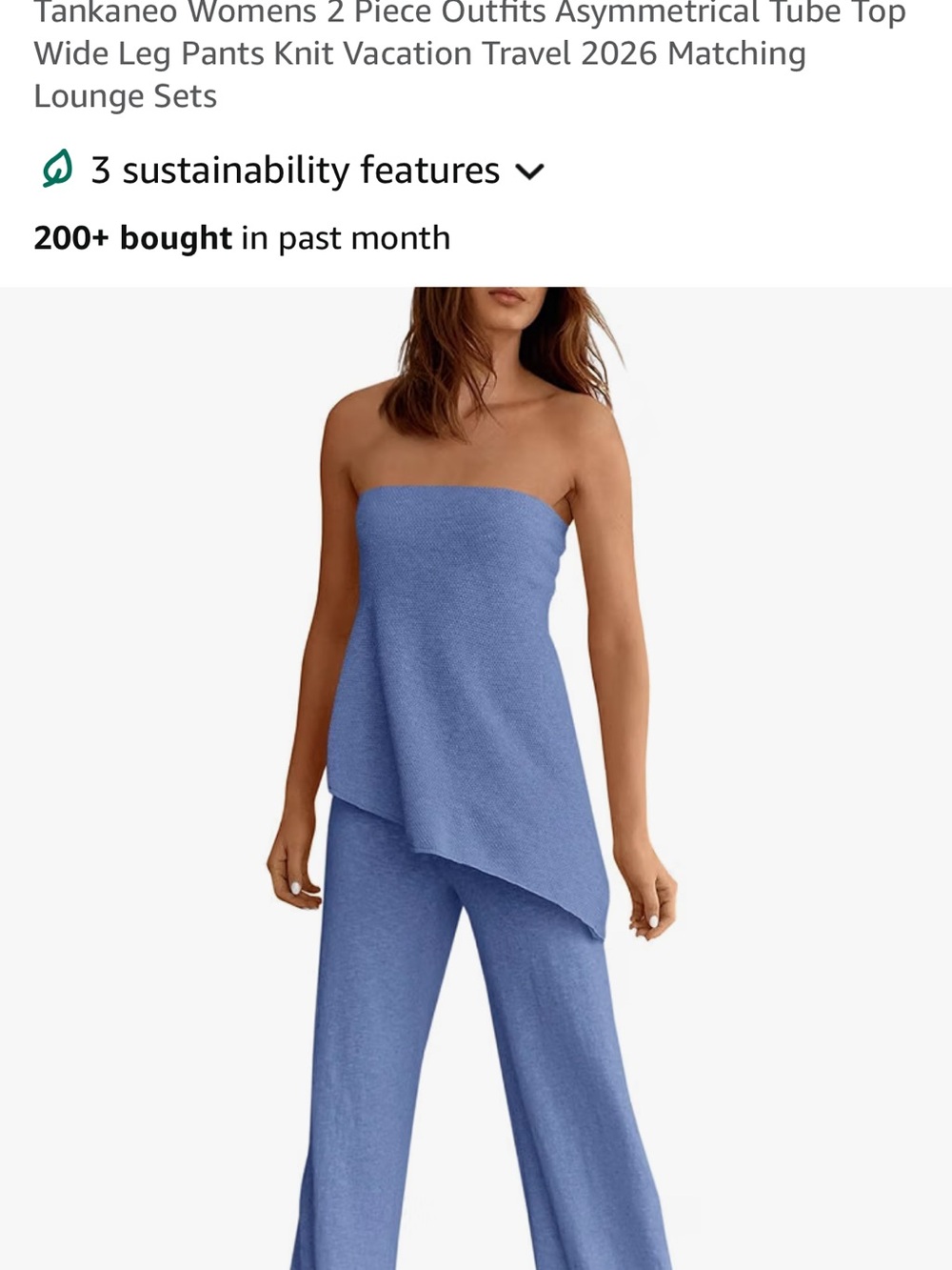 Stripless Strapless Asymmetrical Tube Top Wide Leg Jumpsuit - Blue